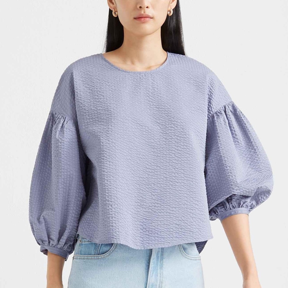 Club Monaco Long Sleeve Seer Sucker Top NWT